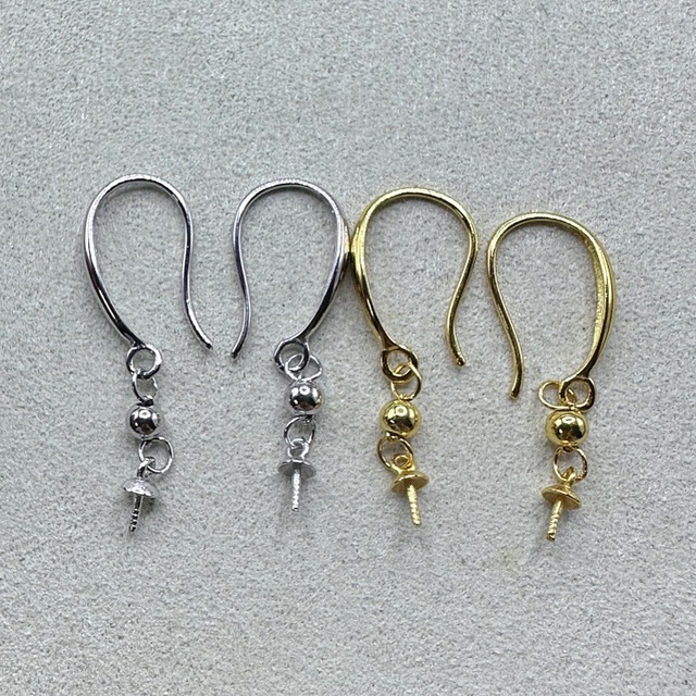 925 Sterling Silver Ear Wires Hook with Pearl Cup and Peg for Pearl Earring Making DIY Jewelry Findings