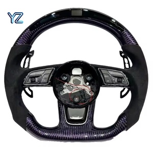 Volant en cuir et fibre de carbone violet et noir YZ pour <span class=keywords><strong>Audi</strong></span> B8 S3 <span class=keywords><strong>S4</strong></span> S5 RS3 RS4 RS5 B8.5 8P 8V B9 C7 A6 A7 RS6 RS7 A8 S6 S7 - Product Image 1