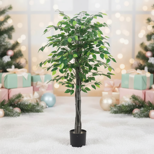 ต้นไทร/ต้นเบนจามิน/ต้นบอนยันประดิษฐ์จากพลาสติกตกแต่ง ขนาด 145 ซม. ใช้ได้หลากหลายโอกาสสำหรับตกแต่งคริสต์มาสและเทศกาลอ็อกโทเบอร์เฟสต์ - Product Image 1