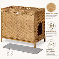Armoire de litière pour chat de luxe personnalisée, pliable, en rotin tressé, avec bac à litière dissimulé, maison pour chat d'intérieur, cages et maisons pour animaux de compagnie pour grands chats
