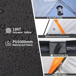 Tente de <span class=keywords><strong>camping</strong></span> familiale à montage rapide OEM - Tente imperméable à double couche avec poteaux pré-attachés pour un abri extérieur facile - Product Image 5