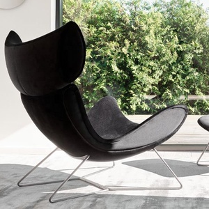 Ensemble de fauteuils de salon en <span class=keywords><strong>cuir</strong></span> PU noir de style moderne, <span class=keywords><strong>fauteuil</strong></span> inclinable pivotant en <span class=keywords><strong>teck</strong></span> - Product Image 2