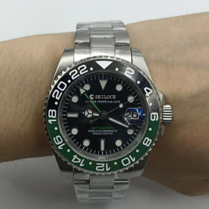 Montre mécanique populaire NH34 GMT pour hommes, montre-bracelet automatique de luxe SEILOCE, acier inoxydable, étanche 50M, montres de sport - Product Image 1