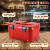 Baril isotherme carré grande capacité, 3 tailles (10L, 20L, 30L), rouge ou vert, avec fermeture à boucle et poignée supérieure, pour usage domestique, restaurant et familial