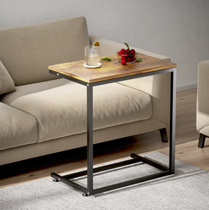 Mesa deslizante resistente en forma de C de madera de ingeniería y marco de <span class=keywords><strong>metal</strong></span> con almacenamiento abierto para sofá cama reclinable - Product Image 4