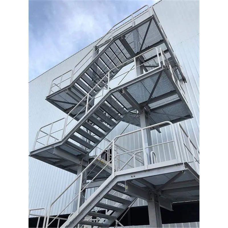Galvanizli prefabrik Metal açık yangın kaçış saten siyah renk çelik merdiven