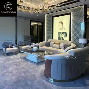 Villa Rumah coklat disesuaikan tampilan yang indah <span class=keywords><strong>Sofa</strong></span> lengkung mewah kulit Nubuck asli ruang tamu Modern <span class=keywords><strong>Sofa</strong></span> melengkung - Product Image 6