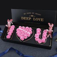 Cadeaux de roses pour la Saint-Valentin, boîte cadeau de fleurs artificielles en savon en forme de cœur multicolores, boîte cadeau pour la Saint-Valentin