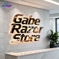Enseigne publicitaire/de décoration murale en acier inoxydable avec logo personnalisé rétroéclairé 3D, LED IP65, transformateur, prise murale, télécommande, pour la maison ou le bureau