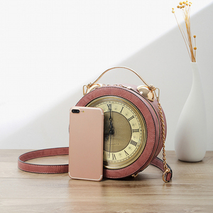 Sac à main vintage tendance pour femme, petit sac bandoulière <span class=keywords><strong>messager</strong></span> en cuir PU personnalisé avec fermeture éclair, léger, avec chaînes et horloges, collection hiver - Product Image 2