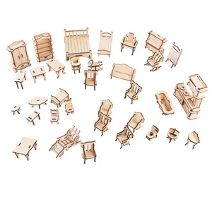 New-Land Assembly Wooden Puzzle Toy Doll House Furniture Kit