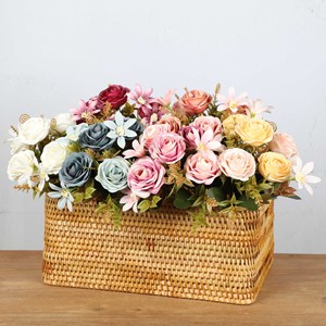 Rosas artificiales de alta calidad, peonías, adornos de crisantemo, tallos pequeños, decoración del hogar, accesorios de tiro para bodas, venta al por mayor, Navidad - Product Image 3