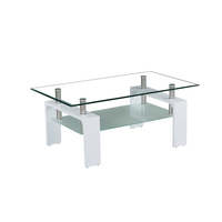 Meilleure vente : Table basse de salon pas chère à 2 niveaux avec plateau en verre