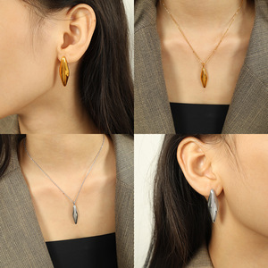 Elegant Geometric Jewelry <b>Set</b> Women's Zinc Alloy Earrings <b>Necklace</b> Party Fashion <b>Silver</b> Gold Color Clavicle Chain - Product Image 4