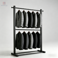 Porte-vêtements métallique à double niveau, robuste, à deux étages, pour costumes, vêtements pour hommes, boutique de vêtements