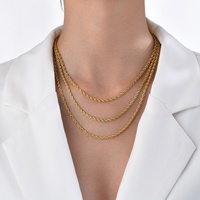 Collier en acier inoxydable or, mode Europe et amérique, chaîne en corde torsadée Hip Hop hommes et femmes Couple collier bijoux