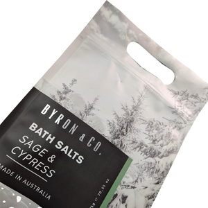 Sacs refermables en plastique laminé Mylar imprimés sur mesure, réutilisables, pour emballage de sels de bain SPA, pochette verticale avec poignée - Product Image 6