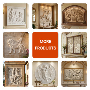 Custom Marble <b>Flower</b> Vase Floral Relief | Artistic Hand-Carved Stone <b>Wall</b> Hanging Sculpture for Courtyard & Decoration BSAFD-000 - Product Image 5