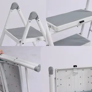 Design simples segurança dobra passo fezes cozinha metal aço dobrável 2 passo cadeira escada com anti-derrapante pé cap