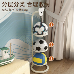 Estante de Almacenamiento de Pelotas de 3 Niveles, Tipo Redondo, Material PP Blanco, para Niños, Organizador de Juguetes y Equipo Deportivo de Interior - Product Image 2
