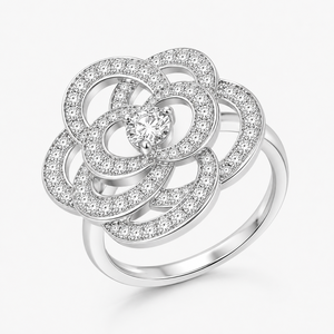 Anello con Fiore di Camelia per Donne, Gioiello Elegante e Scintillante alla Moda - Product Image 3