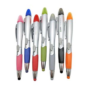 Stylo bille 2-en-1 avec stylet et surligneur pour écrans tactiles, personnalisable avec logo - Product Image 1