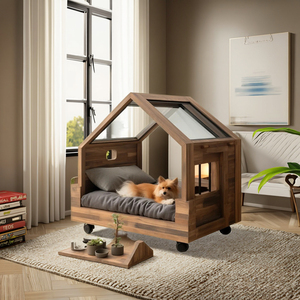 Cuccia per Animali Domestici in Legno Moderna e Lussuosa con Chiusura a Bottone, Canile Invernale da Interno, Design Elegante, Villa Chiusa Sostenibile per Gatti - Product Image 6