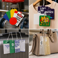 Fabricant d'étiquettes suspendues en PVC découpées sur mesure, étiquettes de sécurité LOTO, étiquettes de bagages en PVC, étiquettes transparentes givrées avec logo et chaîne à billes