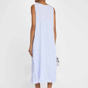 Venta caliente personalizado fabricante de alta calidad ligero <span class=keywords><strong>Bule</strong></span> sin mangas con cuello en V A-line Ruffle Midi vestido - Product Image 2