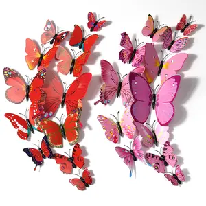 3D彩色蝴蝶墙贴磁性蝴蝶冰箱墙装饰生日派对室艺术装饰12件