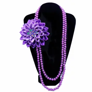 希腊德尔塔西格玛 θ 灵感精致紫罗兰花别针装饰索罗DST紫色链条制作女性项链