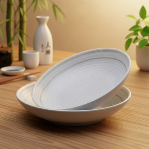 أطباق ميلامين مستديرة ضحلة للمطاعم مقاس 9.2 بوصة غير قابلة للكسر مطبوعة حسب الطلب بالجملة - Product Image 4