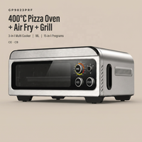 Four à Frire Électrique en Acier Inoxydable 400°C 3-en-1 avec Grille à Pizza, Appareil de Cuisine Professionnel pour Comptoir de Boulangerie