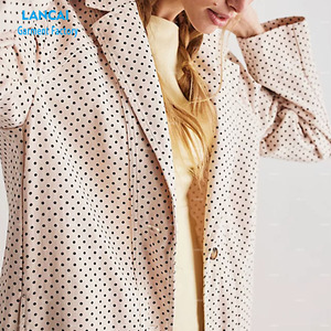 Custom Style New Design Floral Printing Cotton Fabric Women Light <b>Weight</b> Long Coat Regular Sleeve for Lady - Product Image 2