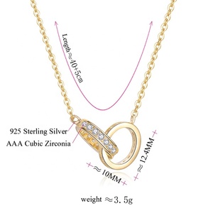 POLIVA Collana Delicata da Coppia in Argento Sterling 925 Placcato <span class=keywords><strong>Oro</strong></span> con Zirconia Cubica Gioielli Bijoux - Product Image 6