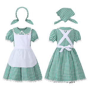 Costume de cosplay de paysanne des terres agricoles pour les petites filles, robe à carreaux, robe, cape, tenue pour enfant, enfants, Oktoberfest - Product Image 6