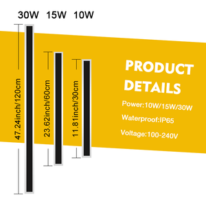 <span class=keywords><strong>Applique</strong></span> murale linéaire LED moderne minimaliste AC90V-265V 10W 15W 30W IP65 étanche pour extérieur, jardin, bande lumineuse murale extérieure - Product Image 6