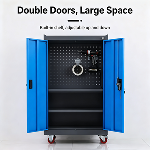 Armoire à outils en acier à double porte, armoire de rangement robuste avec serrure, étagères réglables pour garage, atelier, réparation automobile - Product Image 2
