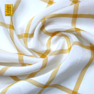 Stock de haute qualité 60% rayonne 40% <span class=keywords><strong>viscose</strong></span> mélange blanc jaune tissu à carreaux pour dame robe jupe fil teint tissu à carreaux - Product Image 2