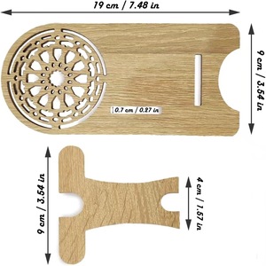 Support de téléphone en bois 19 cm, support de bureau portable, couleur bois naturel, support pour tablette - Product Image 1