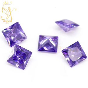 พลอยเทียมพลอยสังเคราะห์3X3MM 12X12MM 5A สีม่วงสีม่วงเซอร์โคเนียทรงสี่เหลี่ยมทรงหลวมประดับเพชรสังเคราะห์สำหรับเจ้าหญิง - Product Image 2