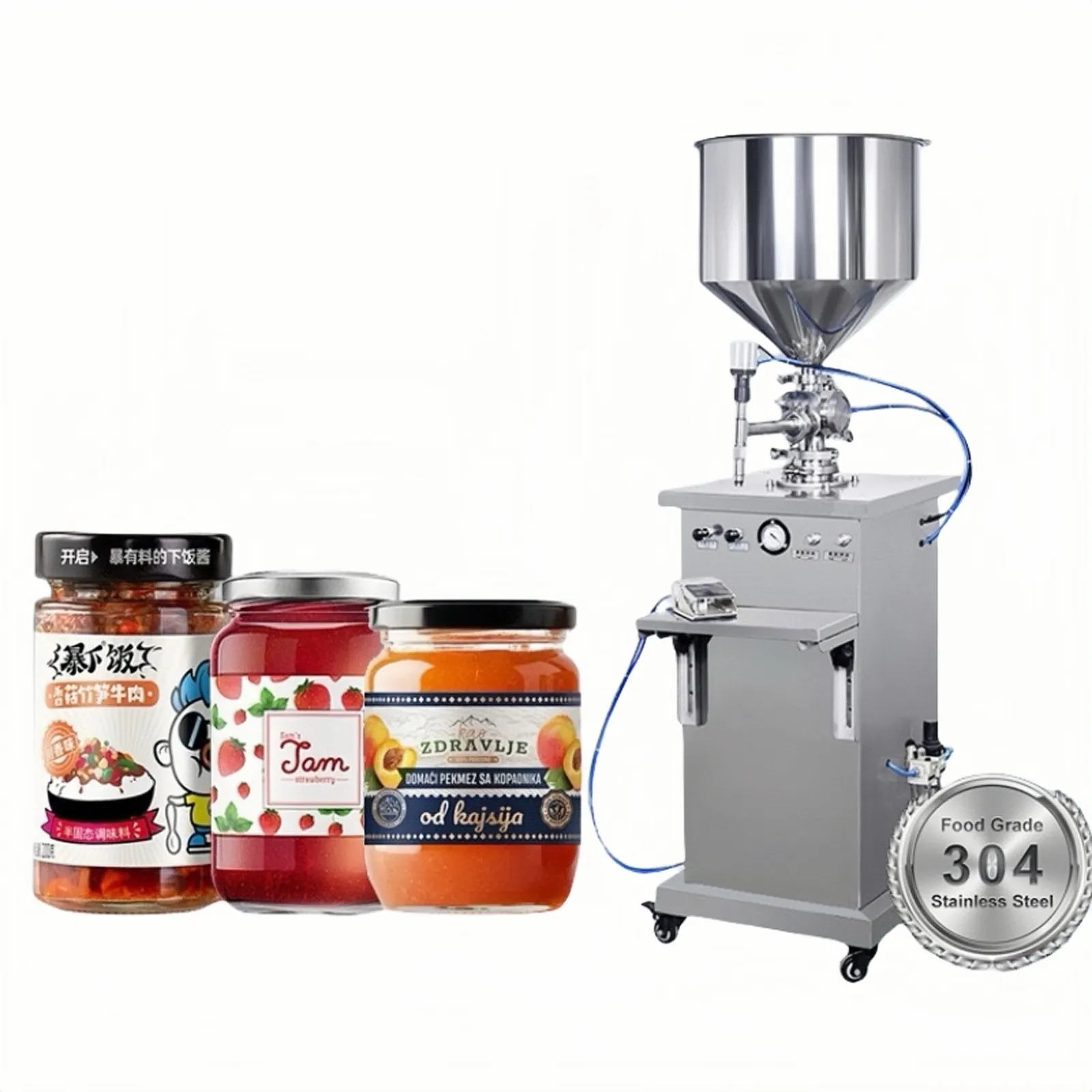 Semi Automatic Cosmetic Vertical pneumatic cream paste Ointment Sauce honey Filler Liquid Filling packing Machine