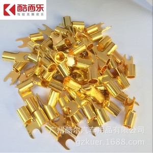 U Shaped Copper Wire <b>Terminals</b> Gold Plated For Car Audio Amplifier Connectors - Product Image 2