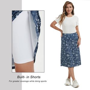 Faldas Skorts modestas personalizadas para mujer, falda de Golf hasta la rodilla, faldas atléticas de tenis largas modestas, pantalones cortos integrados - Product Image 4