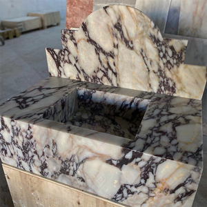 <span class=keywords><strong>Lavabo</strong></span> Moderno de Pared con Encimera de Mármol Italiano Calacatta Viola Tallado a Mano para Baño de Apartamento - Product Image 6