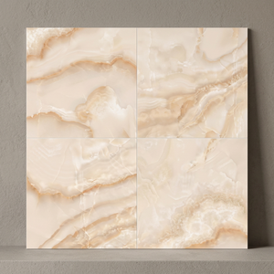 Listello Crema 600x600mm Double Charge Vitrified Tiles <b>Mirror</b> Polished Marble Finish Floor Design - Product Image 1