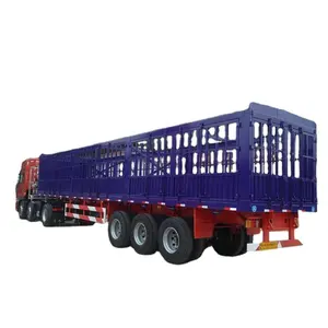 China supply 13 meters 3 axle fence farm tractor trailer for livestock