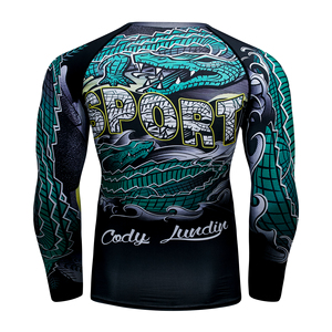 Logo personnalisé Rashguard Jiu Jitsu MMA T-<span class=keywords><strong>shirt</strong></span> Mma Compression Vêtements <span class=keywords><strong>Muay</strong></span> <span class=keywords><strong>Thai</strong></span> Kickboxing Chemise Homme Bjj GI Rash Guard Tees - Product Image 3