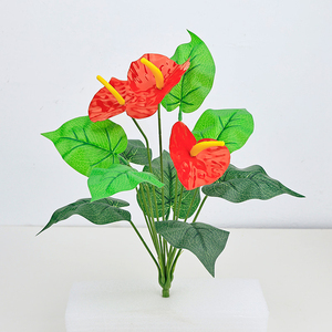 I1269 Fleurs artificielles en soie, petits palmiers rouges en pot, ornement bonsaï, décoration de bureau à domicile - Product Image 3