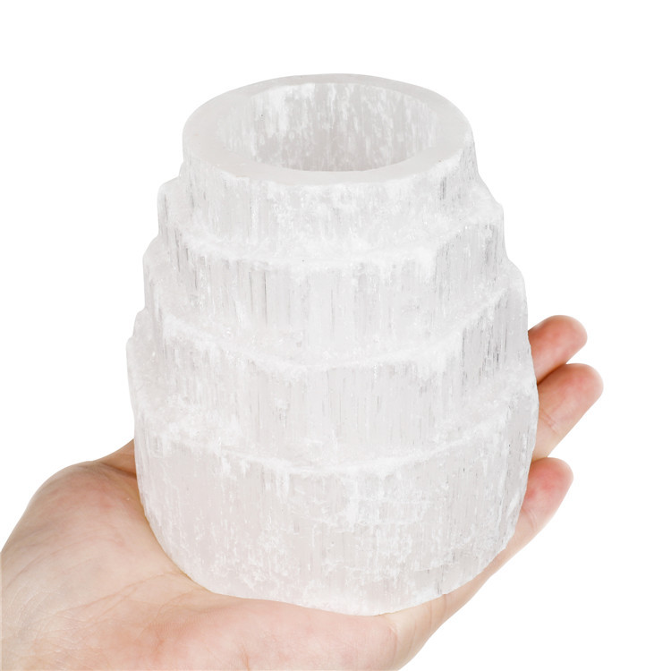 Natural White Plaster Home Living Room Craft Gift Crystal Candlestick Candle Holder Wedding Decoration